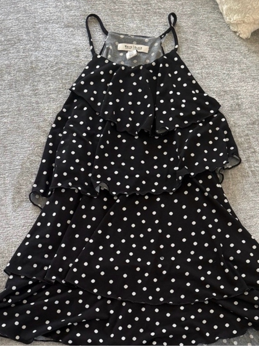 White House Black Market Polka Dot Tiered Ruffle Cami Tank Top M